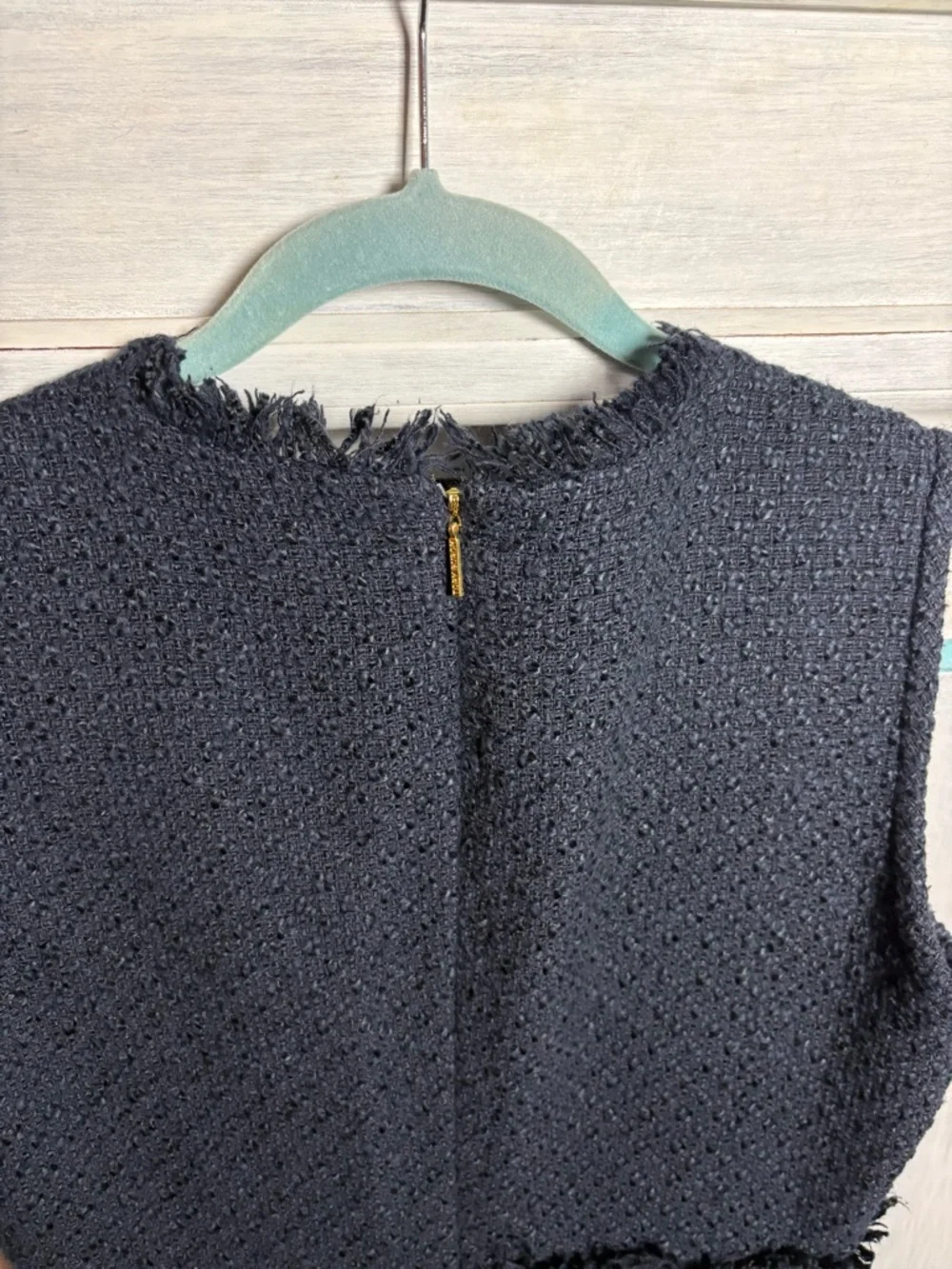 Tory Burch Navy Tweed Natalie Sheath Dress Preppy Resortwear Quiet Luxury - Picture 8 of 9